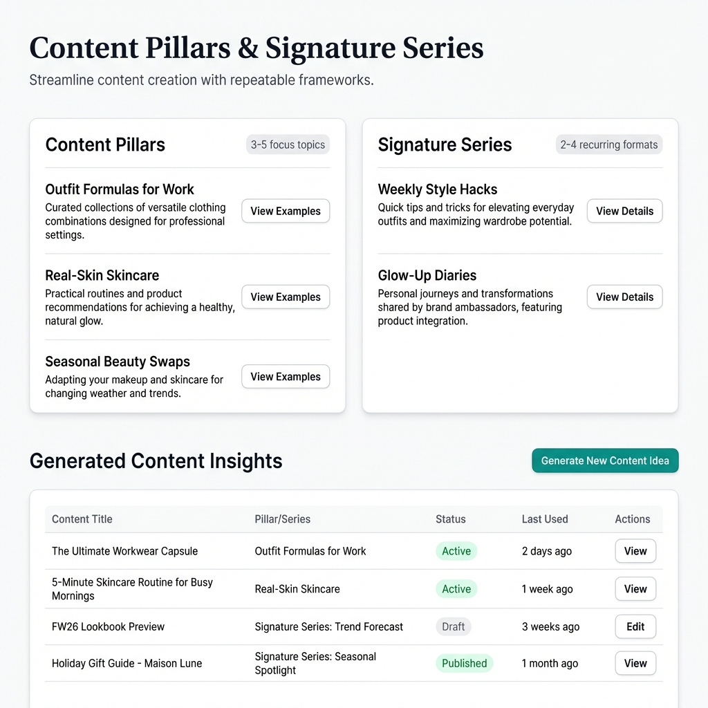 Content pillars and series
